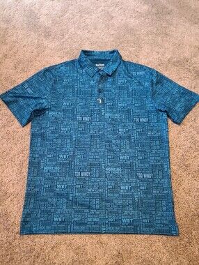 Men's L, Bogey Bros Blue Patterned Golf Excuses Polo Shirt